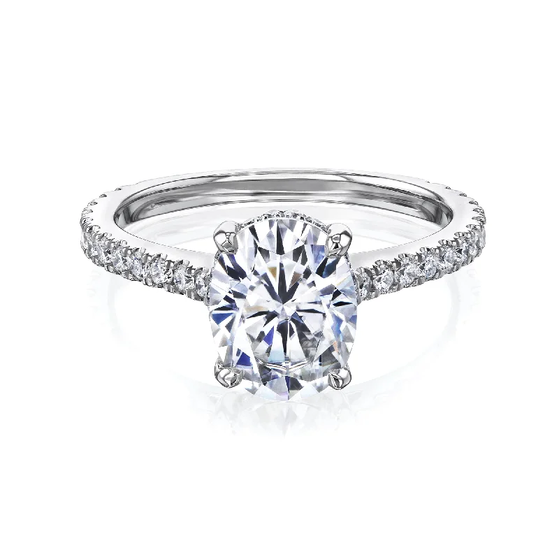 Artisan rings perfect for unique handcrafted beauty -2.1ct Oval Moissanite Drop Halo Ring