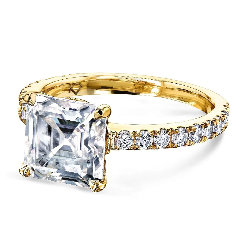 Vermeil rings with golden gemstone finger brilliance -2.2ct Asscher Moissanite Ring