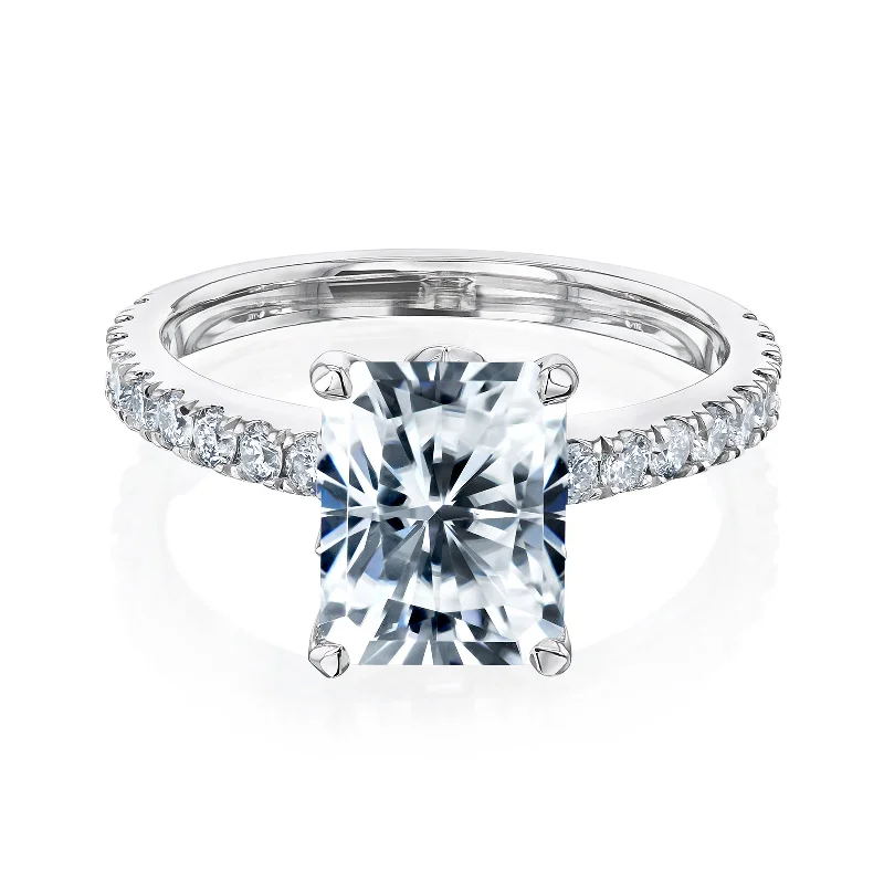 Sharp rings with sleek cuts for contemporary style -2.7ct Radiant Moissanite Tulip Head Ring