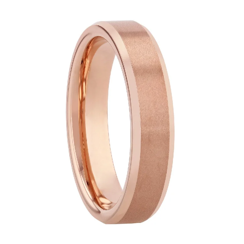 Affordable rings under fifteen dollars for quick gifts -Tungsten Rose Beveled Edge Band, 6MM