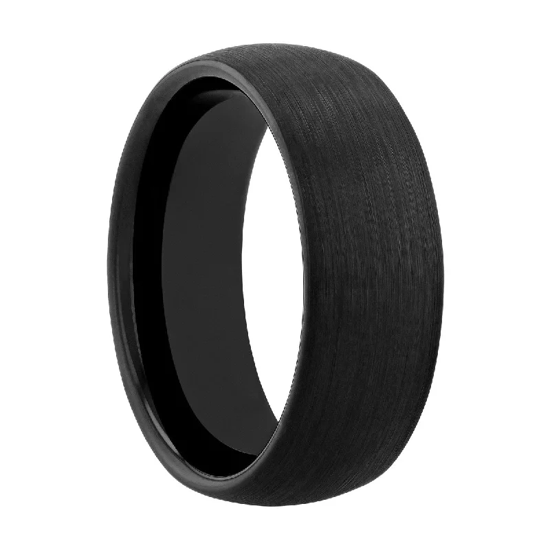 Rings perfect for kids with colorful stone accents -Tantalum Black Brushed Finish Band, 8MM