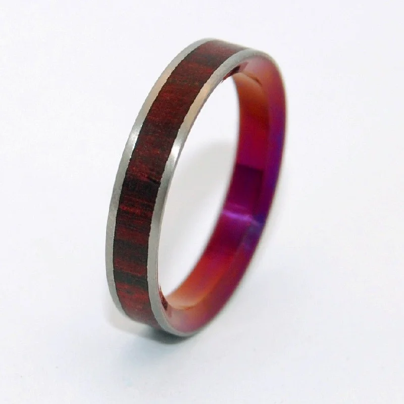 Open rings with airy bands for finger style -After Life's Kiss | Men's Cocobolo Wood & Titanium Wedding Ring