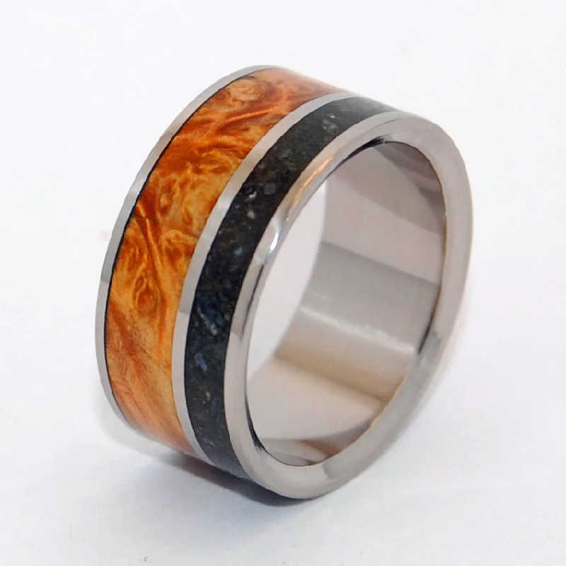 Rings featuring citrine for golden finger radiance -Bear Fruit | Men's Concrete, Wood & Titanium Wedding Ring