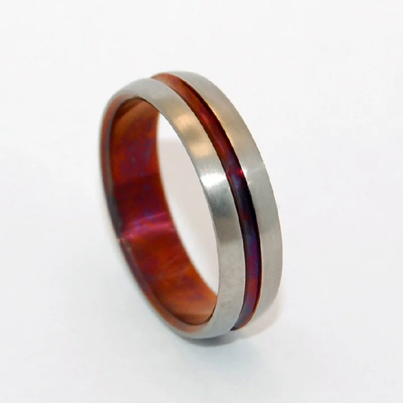 Soft rings with rose-cut stones for finger glow -Burnished Bronze Wine Signature Ring | Men's Bronze, Anodized Titanium Wedding Ring