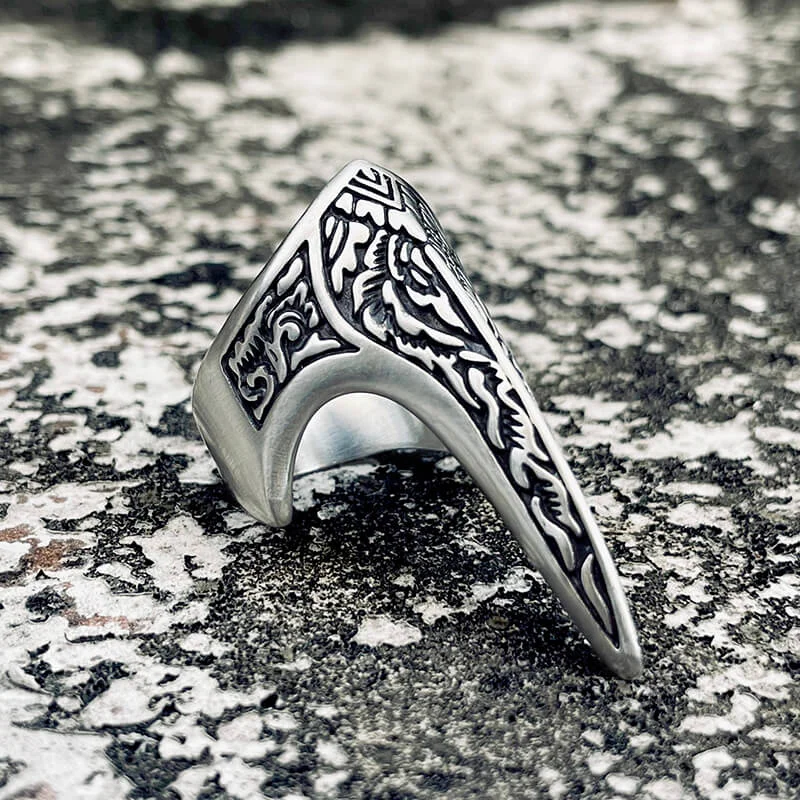 Rings perfect for travel with lightweight finger design -Carve Patterns Sterling Silver Archer Ring