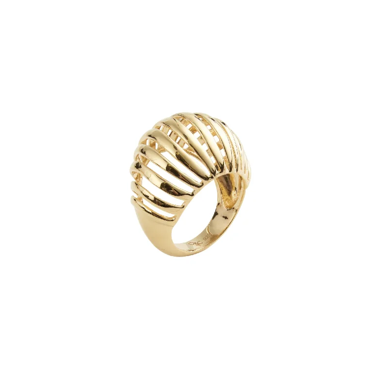 Bold rings with striking shapes for finger flair -Ribbed VOID Gold Vermeil Ring