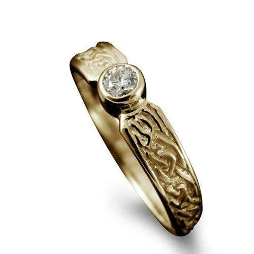 Rings featuring pearls for classic finger sophistication -Celtic Diamond Ring in Gold, Platinum - Shetland-R128