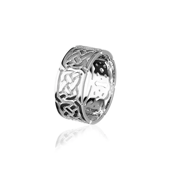 Rings made with lab-grown stones for ethical charm -Celtic Knot Ring - Silver or Gold - XR132 Sizes R-Z