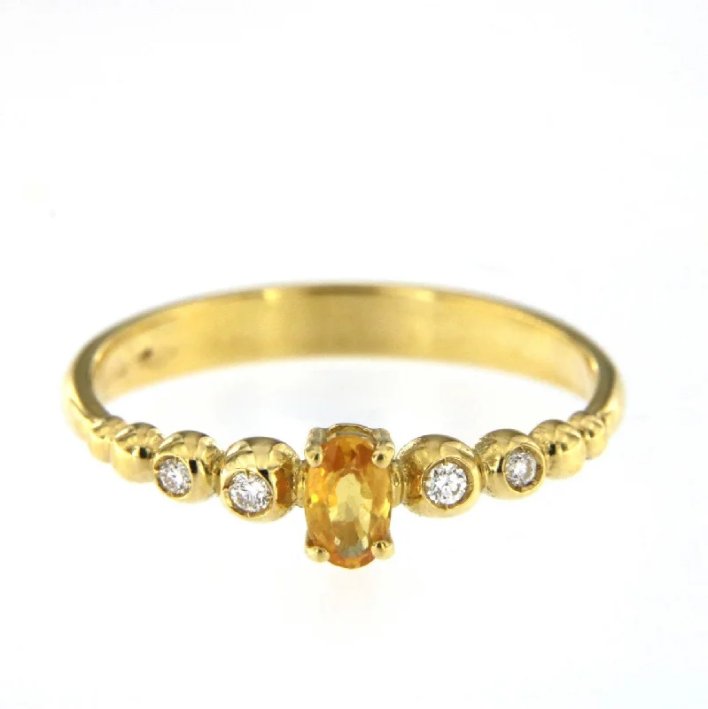 Rings perfect for kids with colorful stone accents -Bubble 18K Gold Ring w. Diamonds & Orange Sapphire