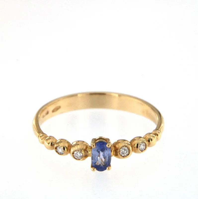 Rings perfect for romance with sweet stone details -Bubble 18K Rose Gold Ring w. Diamonds & Blue Sapphire