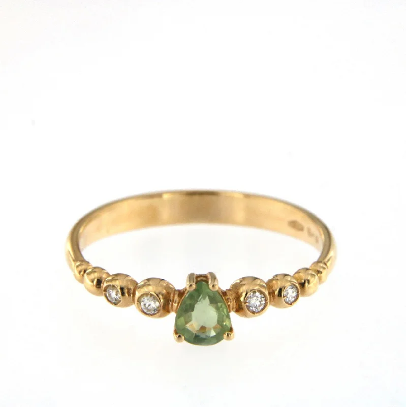 Sleek rings with floating stones for modern flair -Bubble 18K Rose Gold Ring w. Diamonds & Green Sapphire