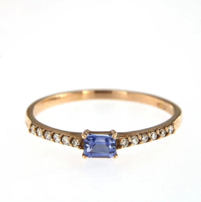 Rings great for events with special stone accents -Candy 18K Rose Gold Ring w. Blue Sapphire & Diamonds