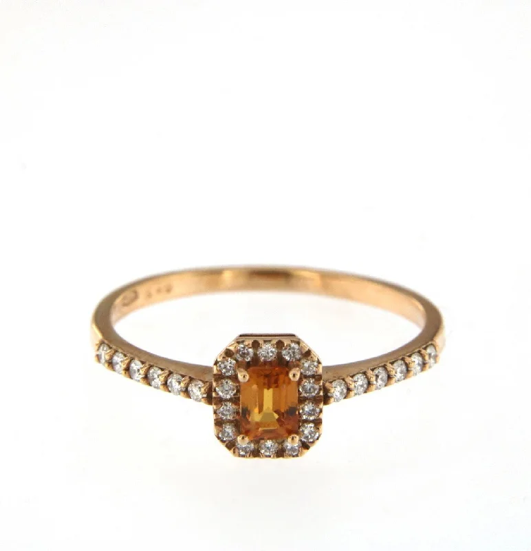 Dainty rings ideal for delicate finger embellishments -Candy 18K Rose Gold Ring w. Diamonds & Orange Sapphire