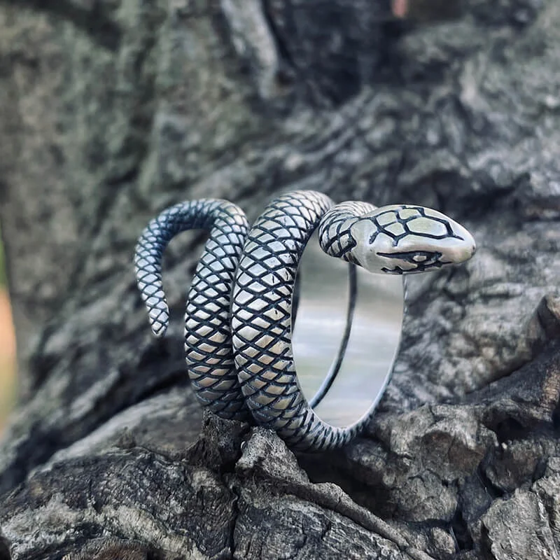 Vermeil rings with golden gemstone finger brilliance -Coiled Snake Sterling Silver Ring