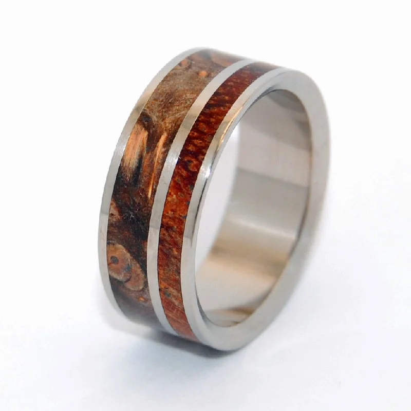 Wild rings with raw gemstones for finger beauty -Corinthian | Men's Koa Wood, Maple Wood & Titanium Wedding Ring