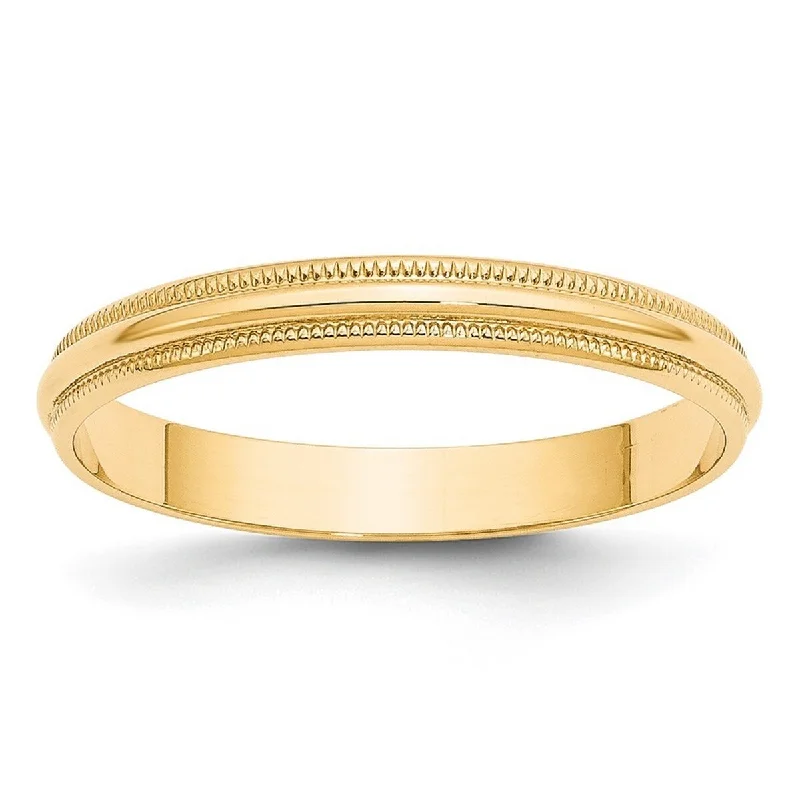 Retro rings with detailed bands for nostalgic appeal -Curata 10k Yellow Gold Unisex 3 mm Milgran Half-Round Light Wedding Band (sizes 4-14)