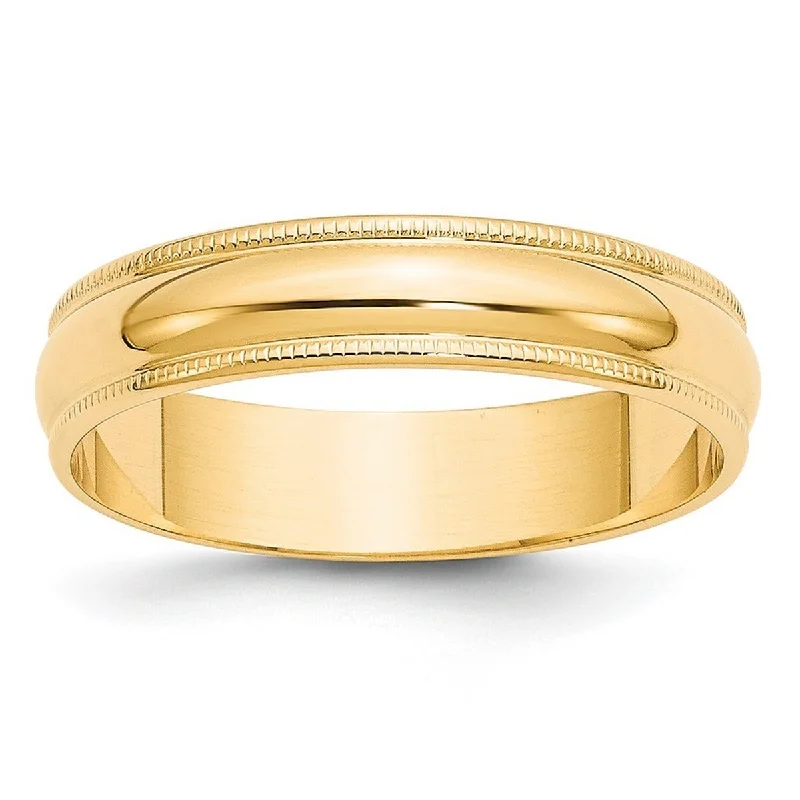 Dainty rings ideal for delicate finger embellishments -Curata 10k Yellow Gold Unisex 5 mm Milgrain Half-Round Light Wedding Band (sizes 4-14)