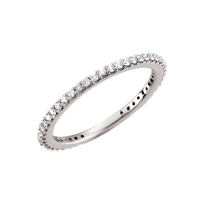 Rings featuring floral stones for delicate finger beauty -Curata 14k White Gold Polished 0.33 Carat Diamond Stackable Ring