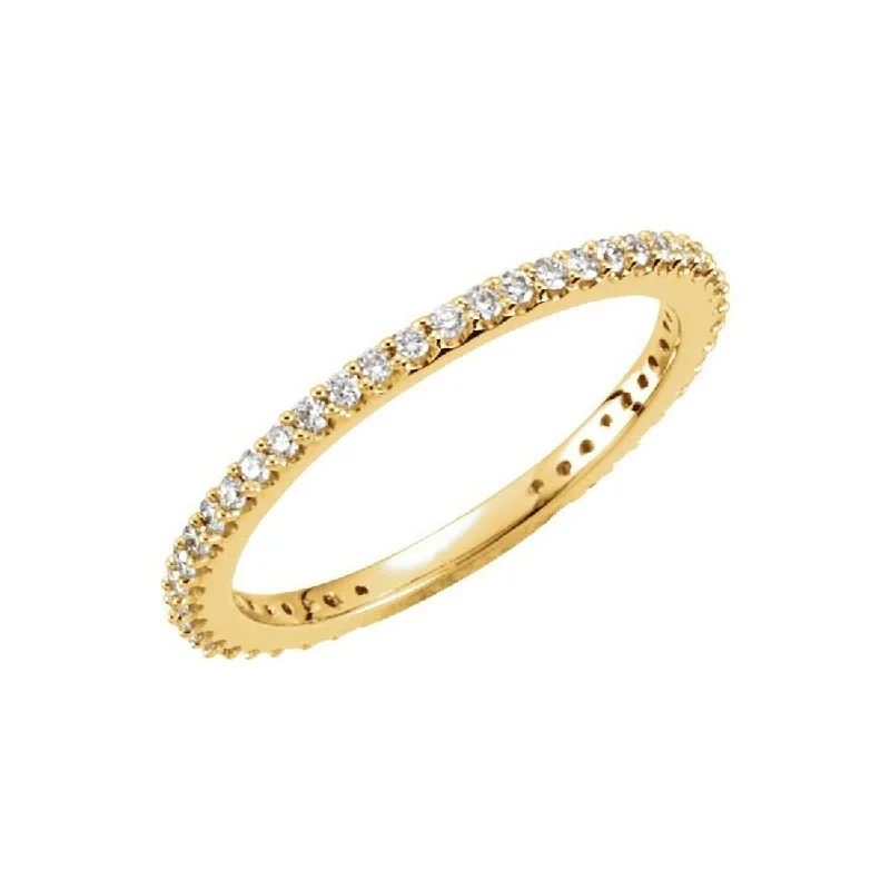 Retro rings with detailed bands for nostalgic appeal -Curata 14k Yellow Gold Polished 0.33 Carat Diamond Stackable Ring