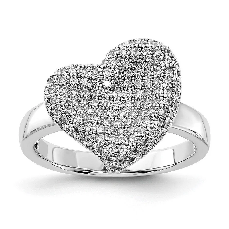 Rings inspired by stars with gemstone finger shine -Curata 925 Sterling Silver and CZ Cubic Zirconia Simulated Diamond Fancy Polished Love Heart Ring