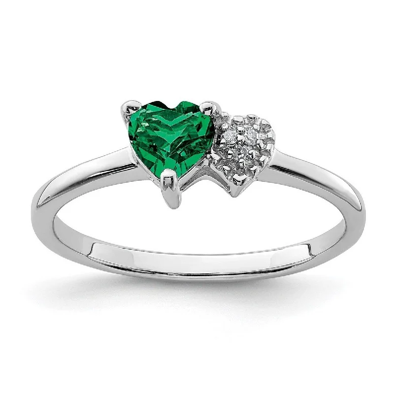 Silver rings offering budget sparkle for every finger -Curata 925 Sterling Silver Polished Created Emerald and Diamond Ring