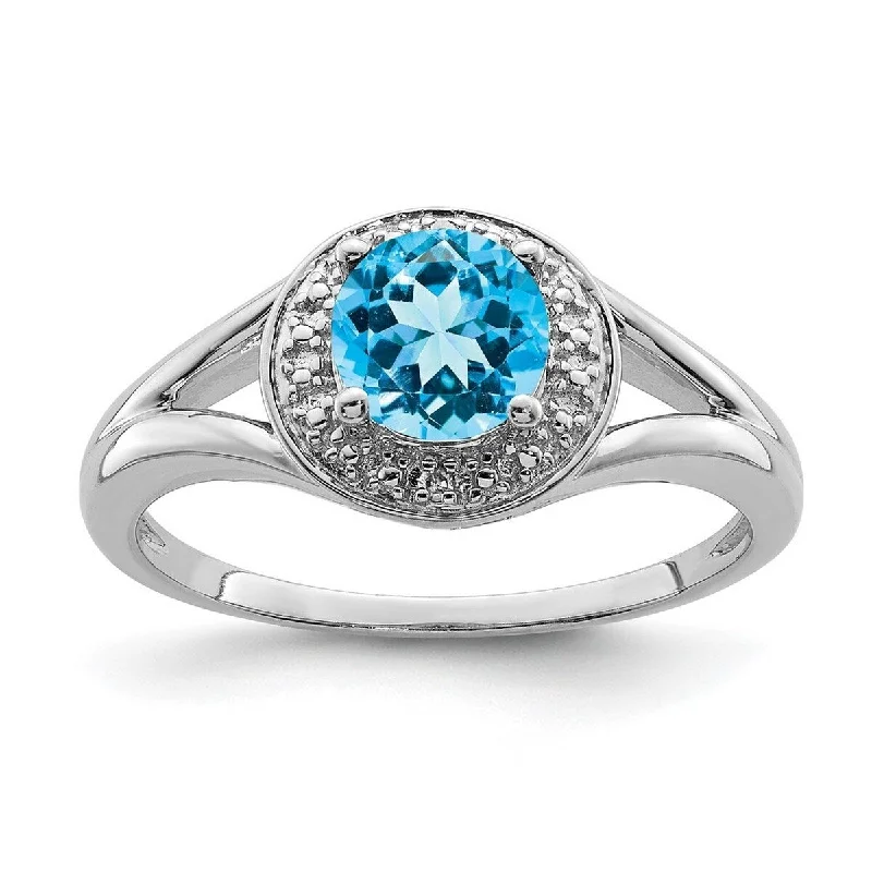 Rugged rings designed for men with bold charm -Curata 925 Sterling Silver Polished Diamond and Blue Topaz Ring