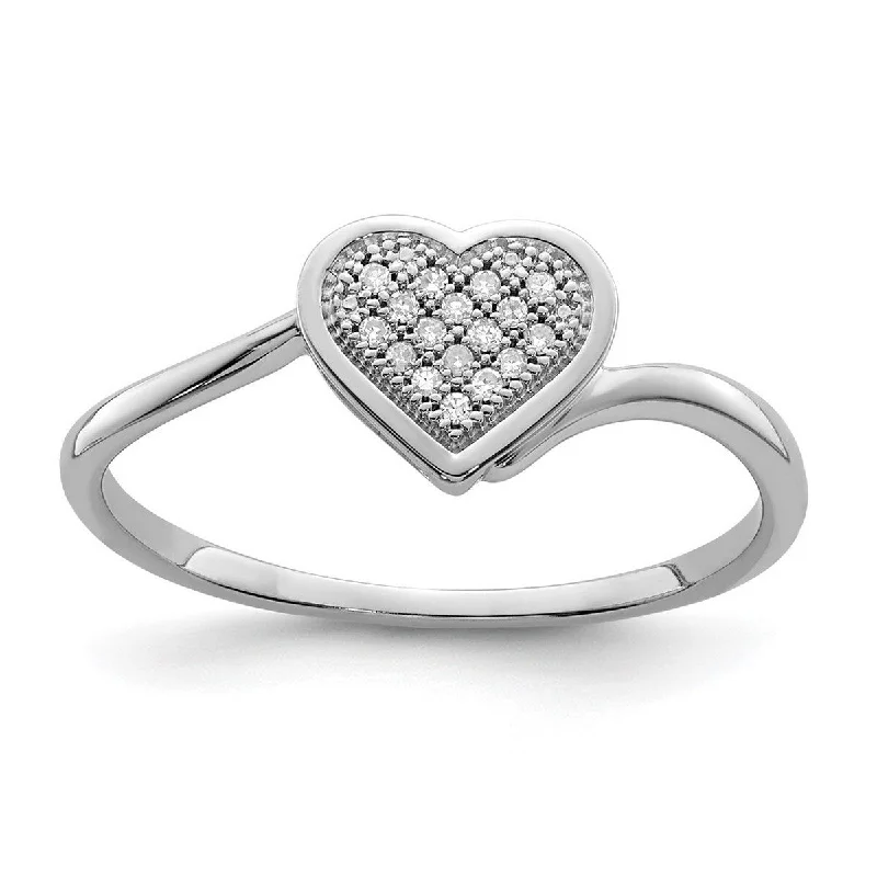 Rings with thin bands for light finger wear -Curata 925 Sterling Silver Polished Diamond Love Heart Ring