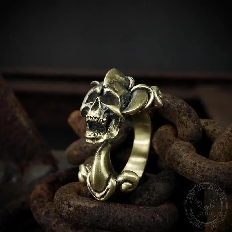 Rings perfect for romance with sweet stone details -Dark Gothic Paw Brass Skull Ring