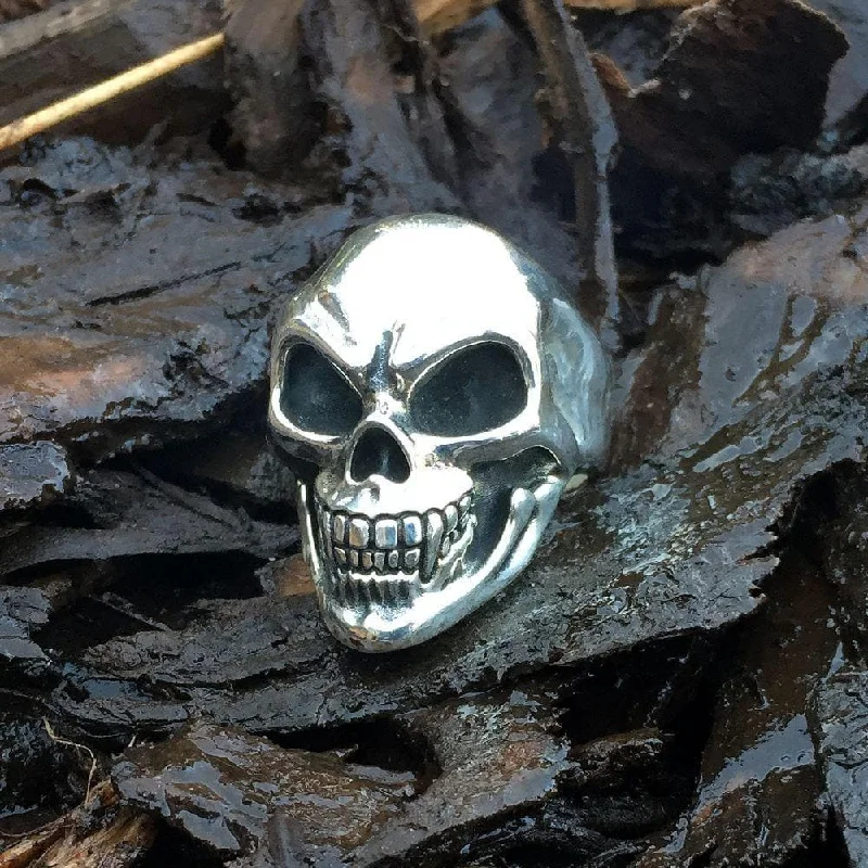 Rustic rings with hammered bands for textured flair -Death Skull Sterling Silver Ring