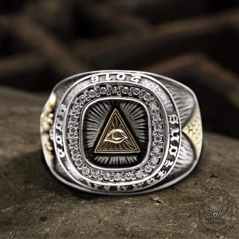 Rings perfect for teens with trendy stone designs -Eye of Providence Sterling Silver Masonic Ring