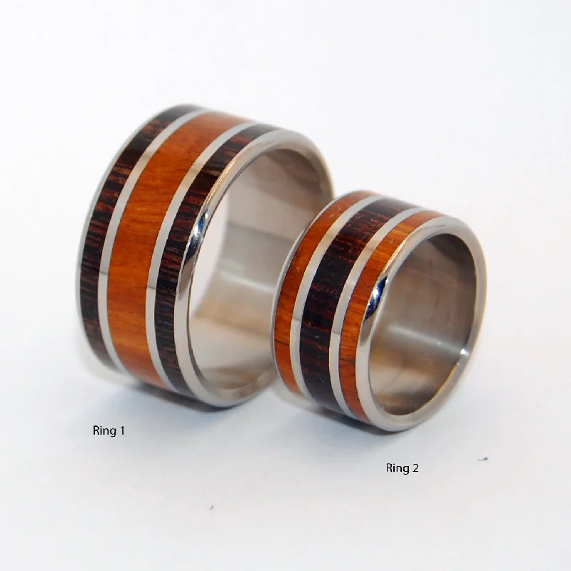 Curved rings perfect for matching with other bands -Find Me | Ancient Kauri Wood Titanium Wedding Ring