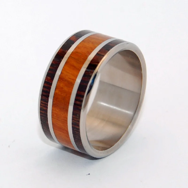 Rings made with eco-conscious stones for sustainability -Find Me | Men's Ancient Kauri Wood & Titanium Wedding Ring