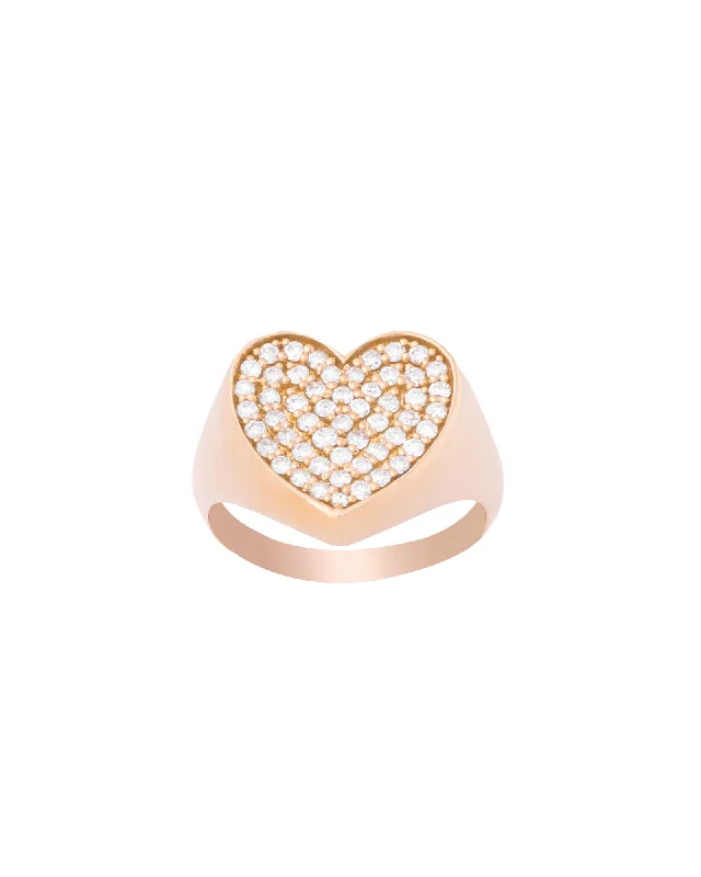 Rings crafted with recycled gems for green vibes -Heart 18K Gold, Whitegold or Rosegold Ring w. Diamonds