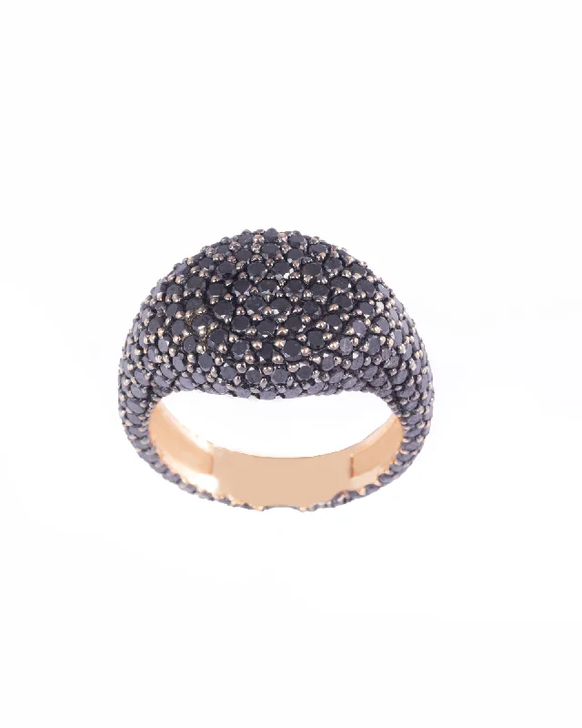 Quirky rings with offbeat stone finger designs -Pinky Full 18K Gold, Whitegold or Rosegold Ring w. Black Diamonds