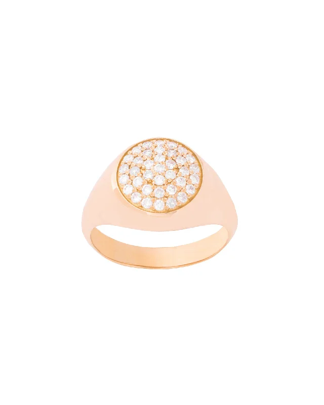 Natural rings with raw stones for organic appeal -Round Pinky 18K Gold, Whitegold or Rosegold Ring w. Diamonds