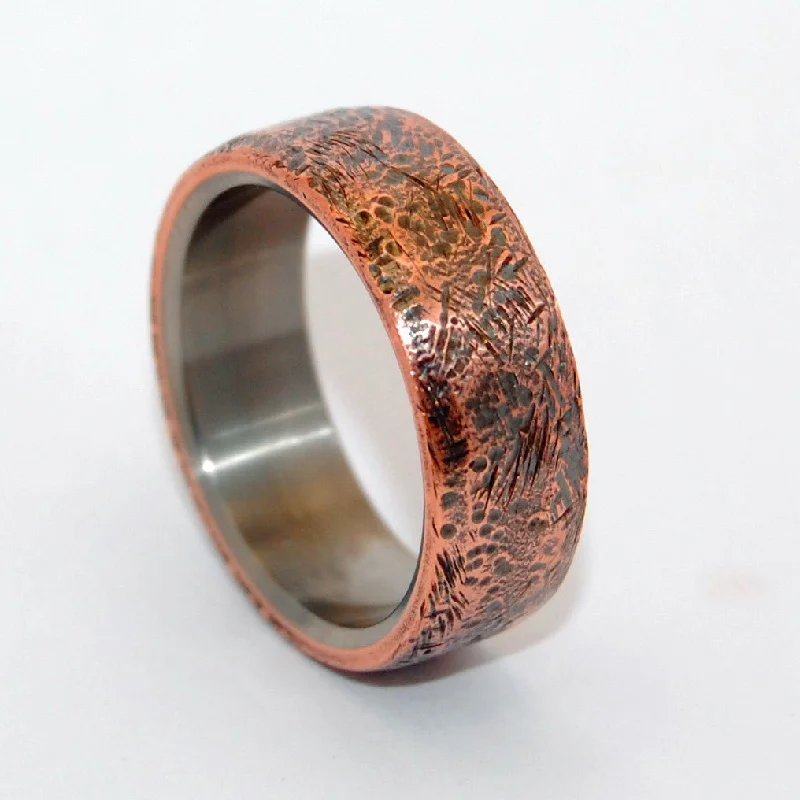 Glamorous rings perfect for dazzling evening finger wear -Beaten Copper | Men's Copper & Titanium Wedding Ring