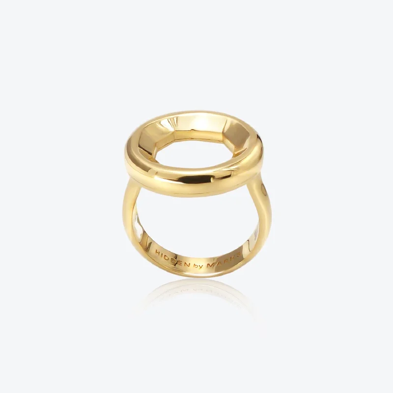 Rings featuring black diamonds for edgy finger shine -A. Sun Halo 18K Gold Ring