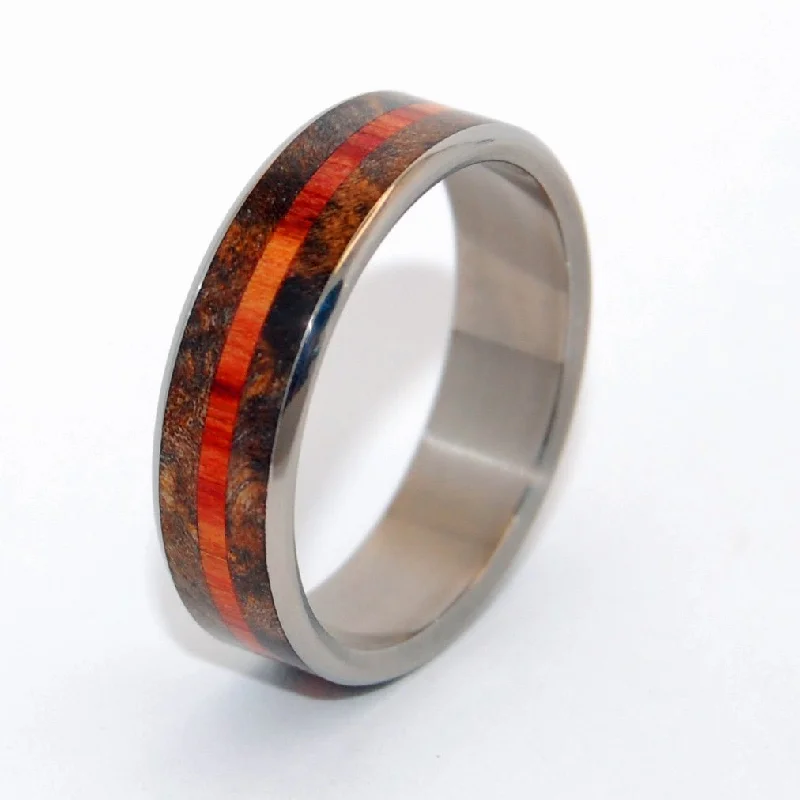 Custom rings crafted with your selected stone accents -How Quickly | Men's Maple Wood & Titanium Wedding Ring