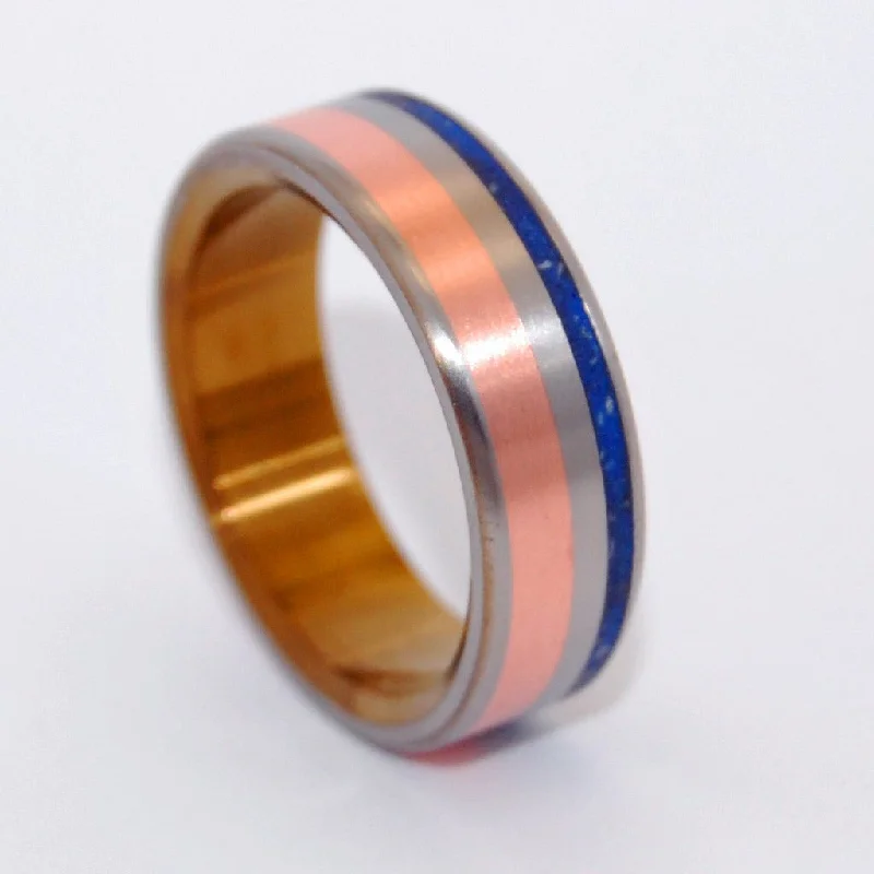 Large rings designed for striking finger presence -How We Love Satin | Men's Copper, Concrete & Titanium Wedding Ring