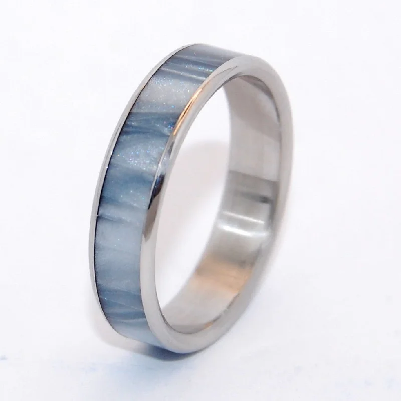 Rings featuring black diamonds for edgy finger shine -In The Space Below The Fog | Men's Titanium Wedding Ring