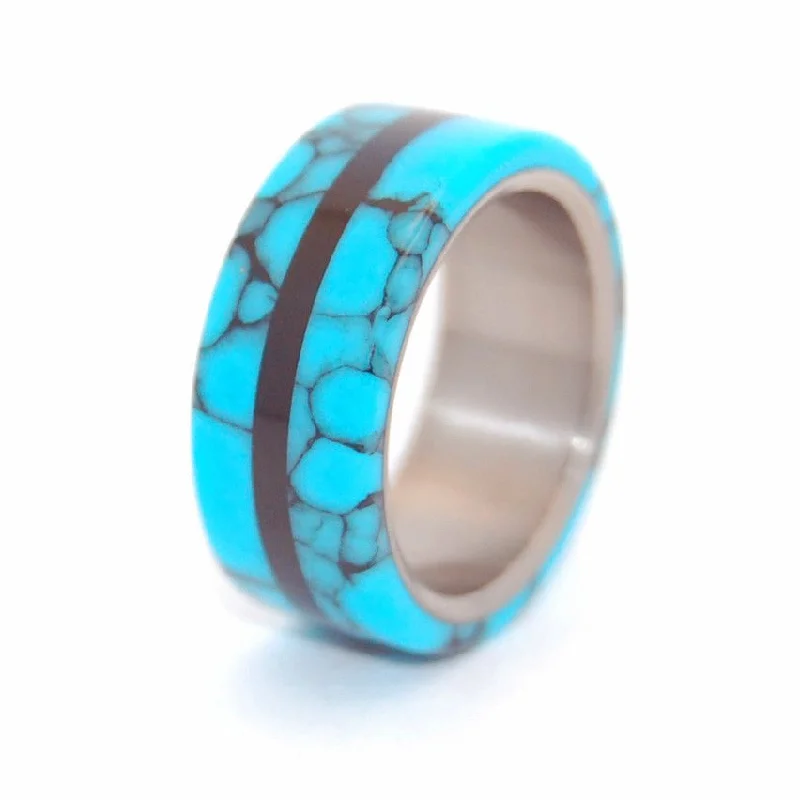 Mixed rings with dual metals for finger flair -Man Up | Men's Turquoise, Onyx & Titanium Wedding Ring