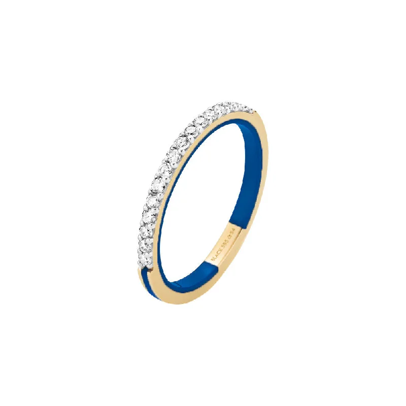 Rings perfect for travel with lightweight finger design -Sunset Boulevard Blue 14K Gold Ring w. Lab-Grown Diamonds