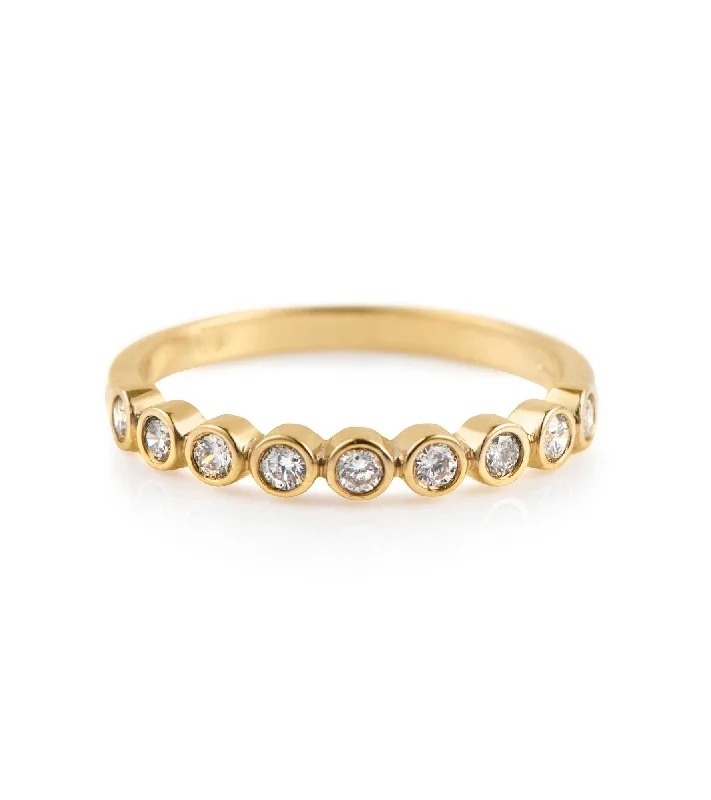 Rings inspired by vintage with gemstone finger charm -Bezel 18K Gold Ring w. Diamonds