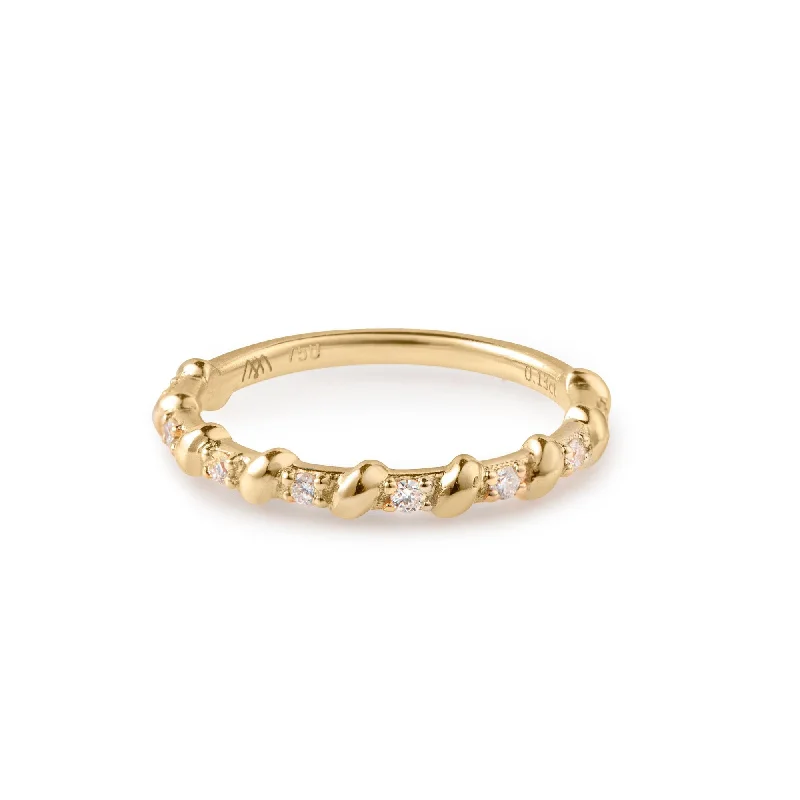 Rings perfect for travel with lightweight finger design -Rope 18K Gold Ring w. Diamonds