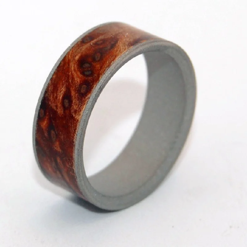 Rings featuring garnet for deep red finger beauty -Mens Ring | Men's Redwood Burl & Titanium Wedding Ring