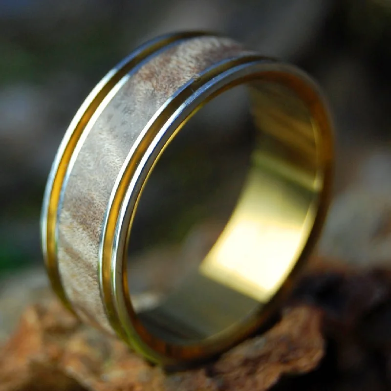 Rings perfect for kids with colorful stone accents -Miracles Happen | Men's Dark Maple Wood & Titanium Wedding Ring