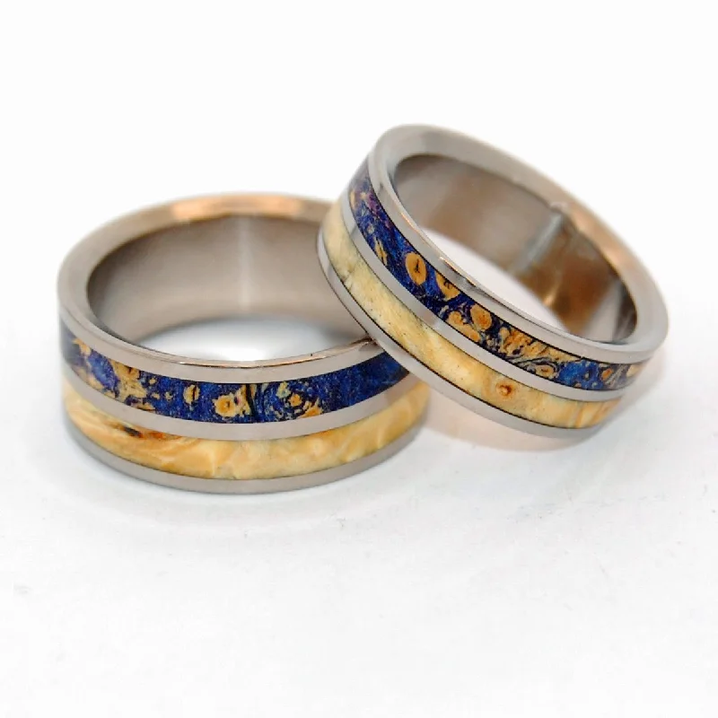 Matte rings with smooth finishes for subtle elegance -My Twin Heart | Box Elder Wood Titanium Wedding Ring Set