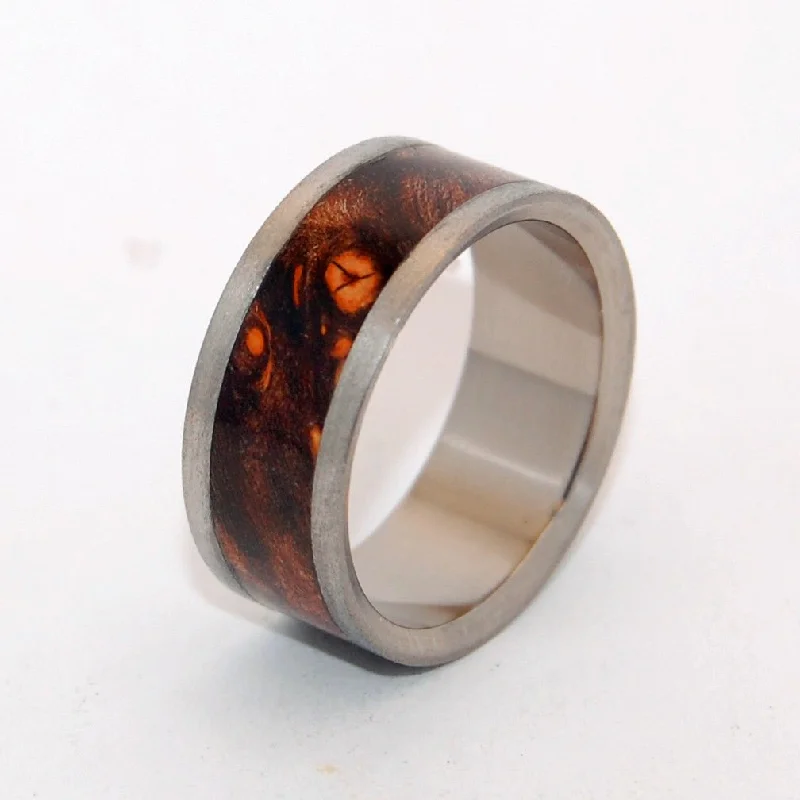 Wrapped rings with wire for boho finger charm -Night Flight | Men's Maple Wood & Titanium Wedding Ring