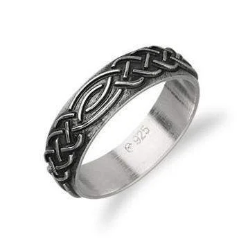 Rings crafted with recycled gems for green vibes -Silver Celtic Ring - R404 - Size J-Q