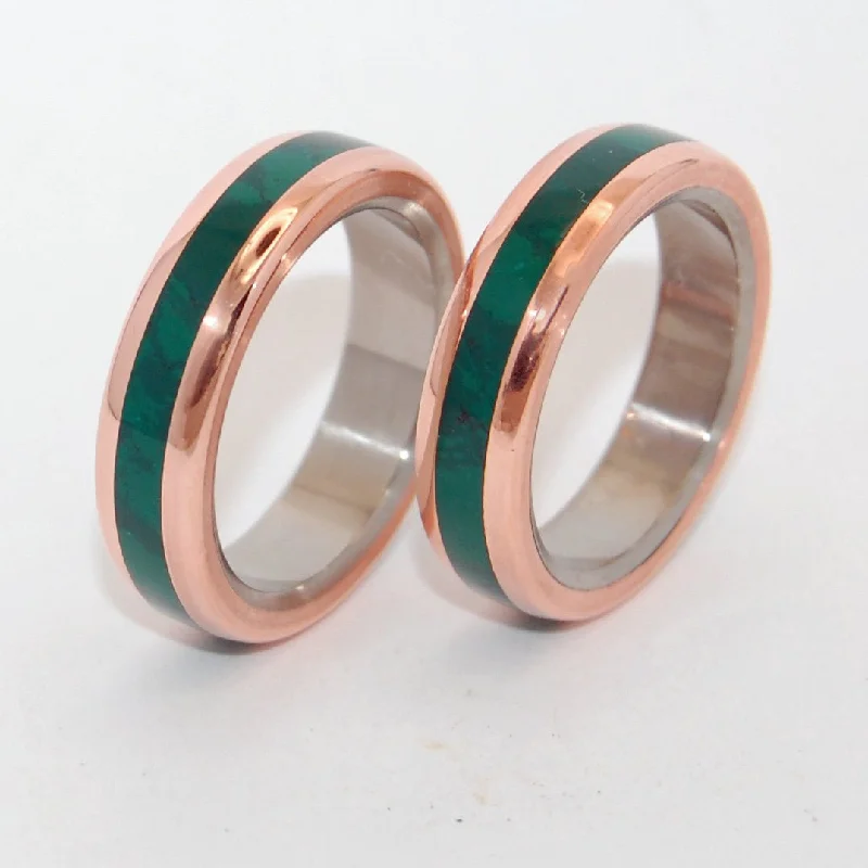 Rings perfect for travel with lightweight finger design -Fun Little Secret | Jade Stone Wedding Ring Set